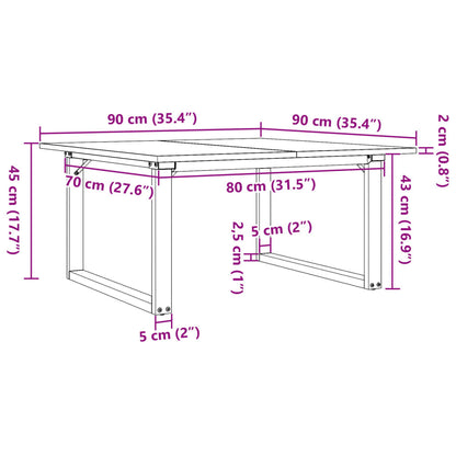 Salongbord Sofabord DIV. O-ramme 90x90x45 cm heltre furu og støpejern