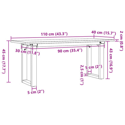 Salongbord Sofabord DIV. O-ramme 110x40x45 cm heltre furu og støpejern