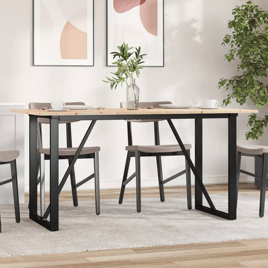 Spisebord O-ramme 140x80x75 cm heltre furu og stål