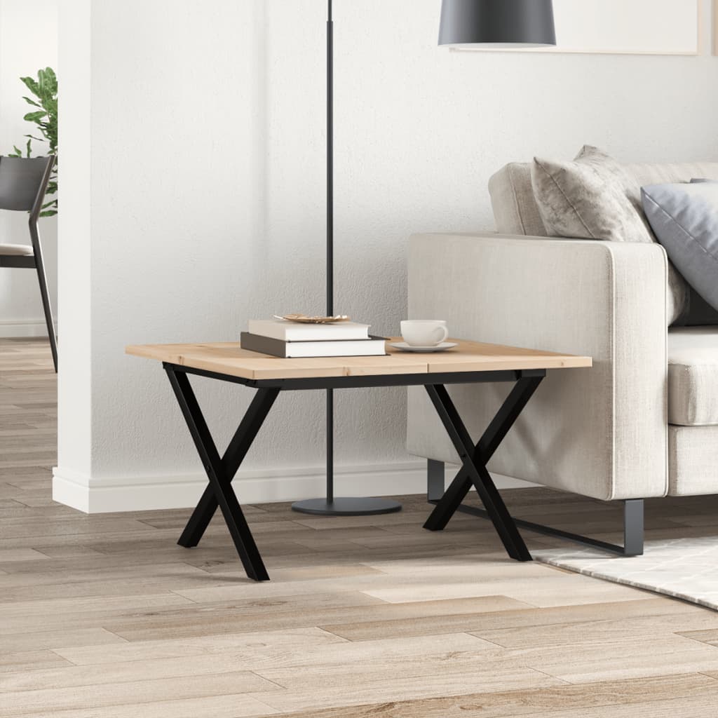 Salongbord Sofabord DIV. X-ramme 60x60x40 cm heltre furu og støpejern