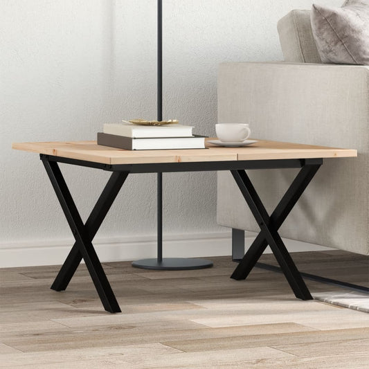 Salongbord Sofabord DIV. X-ramme 60x60x40 cm heltre furu og støpejern