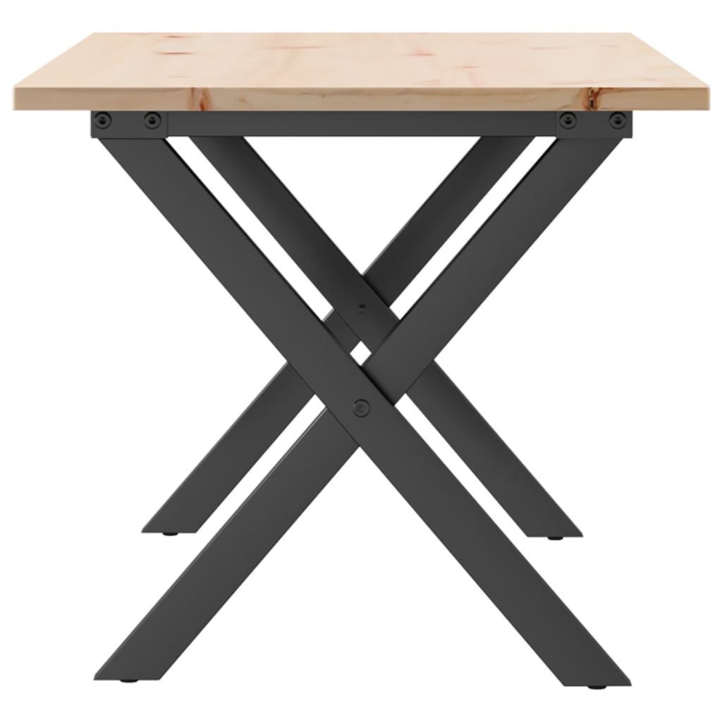Salongbord Sofabord DIV. X-ramme 90x40x45 cm heltre furu og støpejern