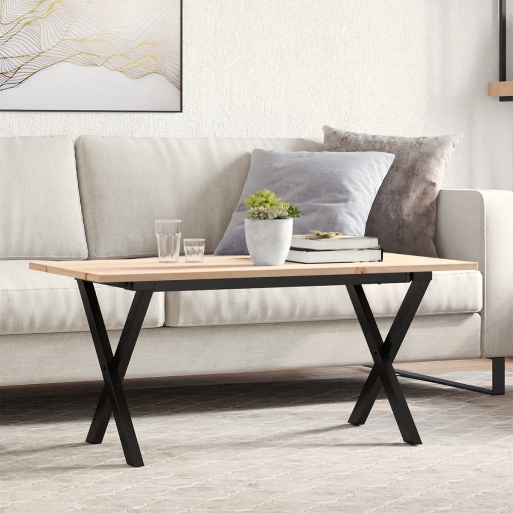 Salongbord Sofabord DIV. X-ramme 90x40x45 cm heltre furu og støpejern