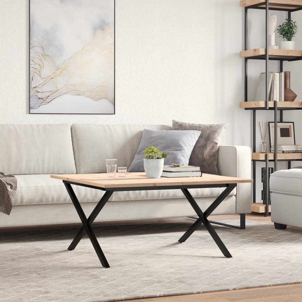Salongbord Sofabord DIV. X-ramme 90x90x45 cm heltre furu og støpejern