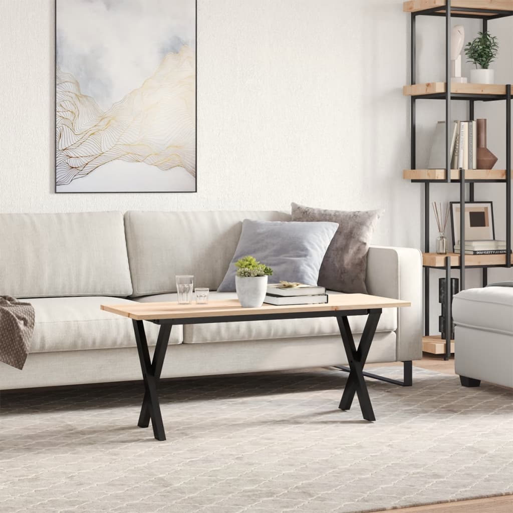 Salongbord Sofabord DIV. X-ramme 110x40x45 cm heltre furu og støpejern