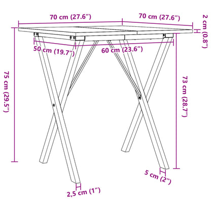 Salongbord Sofabord DIV. X-ramme 70x70x75 cm heltre furu og støpejern