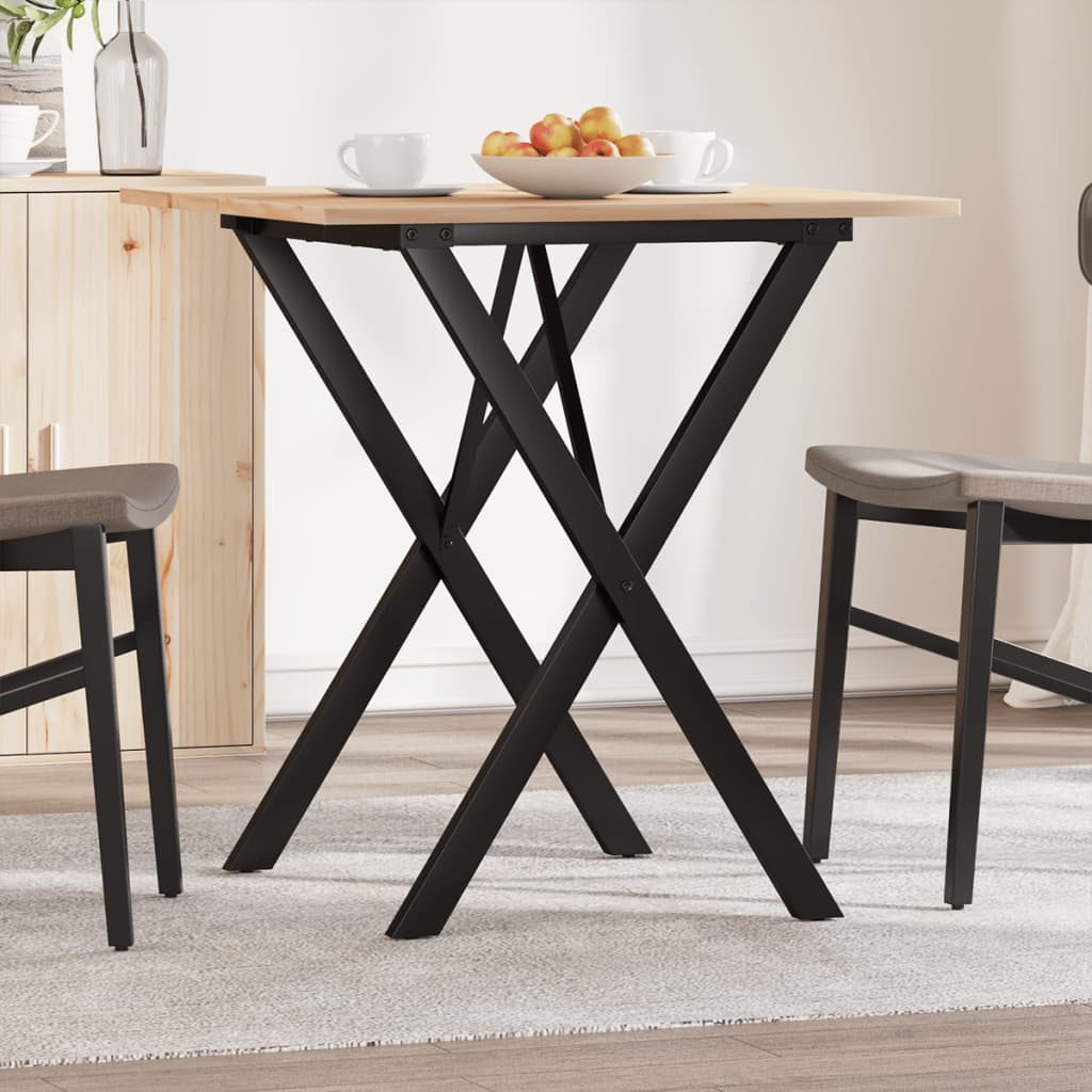 Salongbord Sofabord DIV. X-ramme 70x70x75 cm heltre furu og støpejern