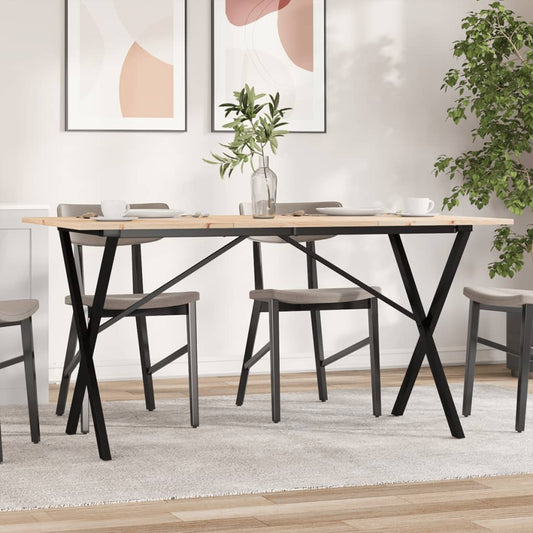 Spisebord Kjøkkenbord X-ramme 160x80x75 cm heltre furu og støpejern