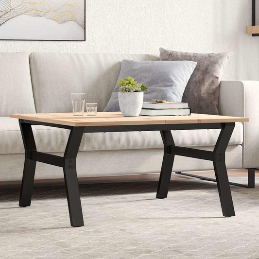 Salongbord Sofabord DIV. Y-ramme 80x80x45 cm heltre furu og støpejern