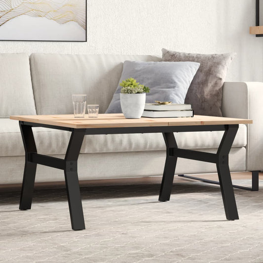 Salongbord Sofabord DIV. Y-ramme 90x90x45 cm heltre furu og støpejern