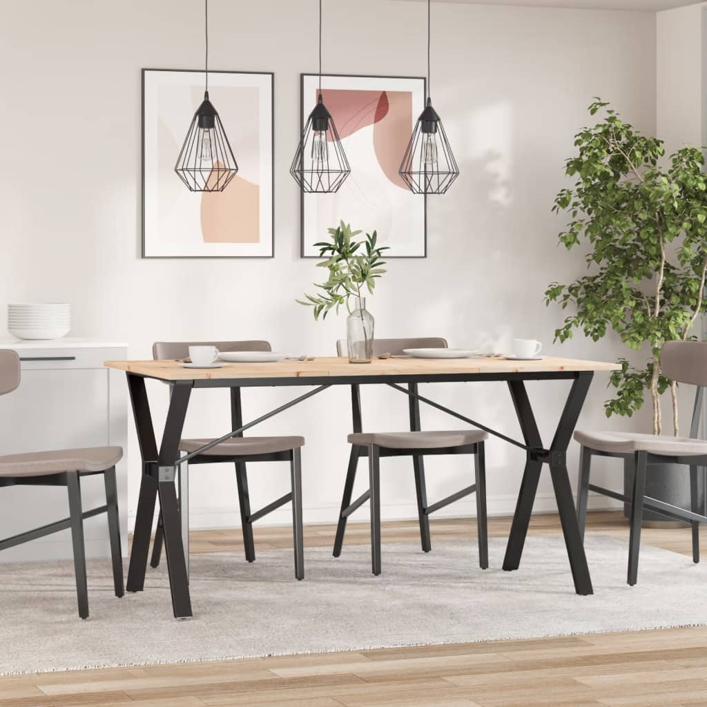 Spisebord Kjøkkenbord Y-ramme 160x80x75 cm heltre furu og støpejern