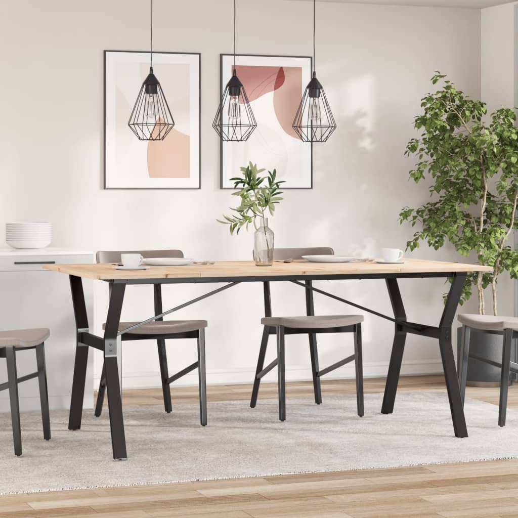 Spisebord Kjøkkenbord Y-ramme 180x90x75 cm heltre furu og støpejern