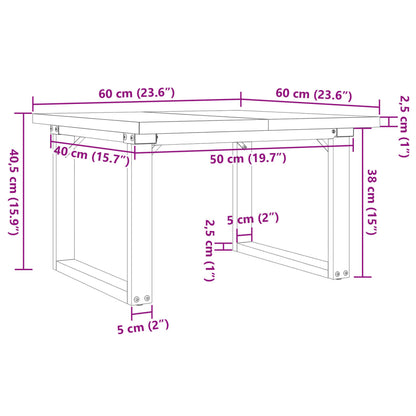 Salongbord Sofabord DIV. O-ramme 60x60x40,5 cm heltre furu og støpejern