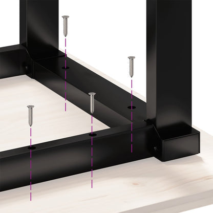 Salongbord Sofabord DIV. O-ramme 90x40x45,5 cm heltre furu og støpejern