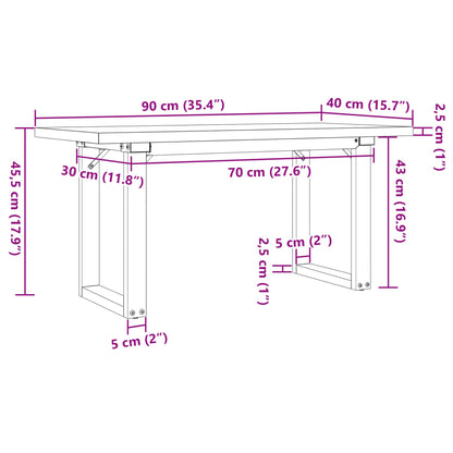 Salongbord Sofabord DIV. O-ramme 90x40x45,5 cm heltre furu og støpejern