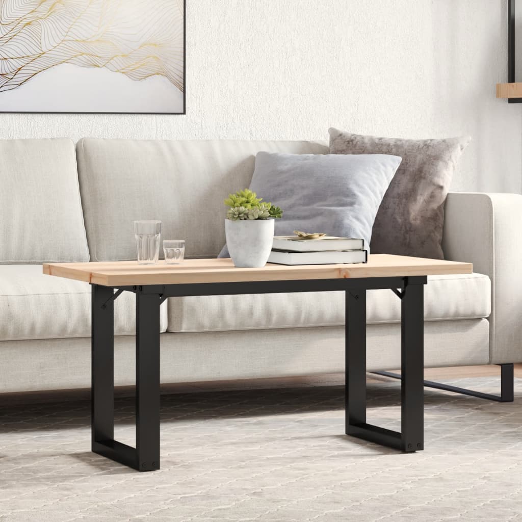 Salongbord Sofabord DIV. O-ramme 90x40x45,5 cm heltre furu og støpejern