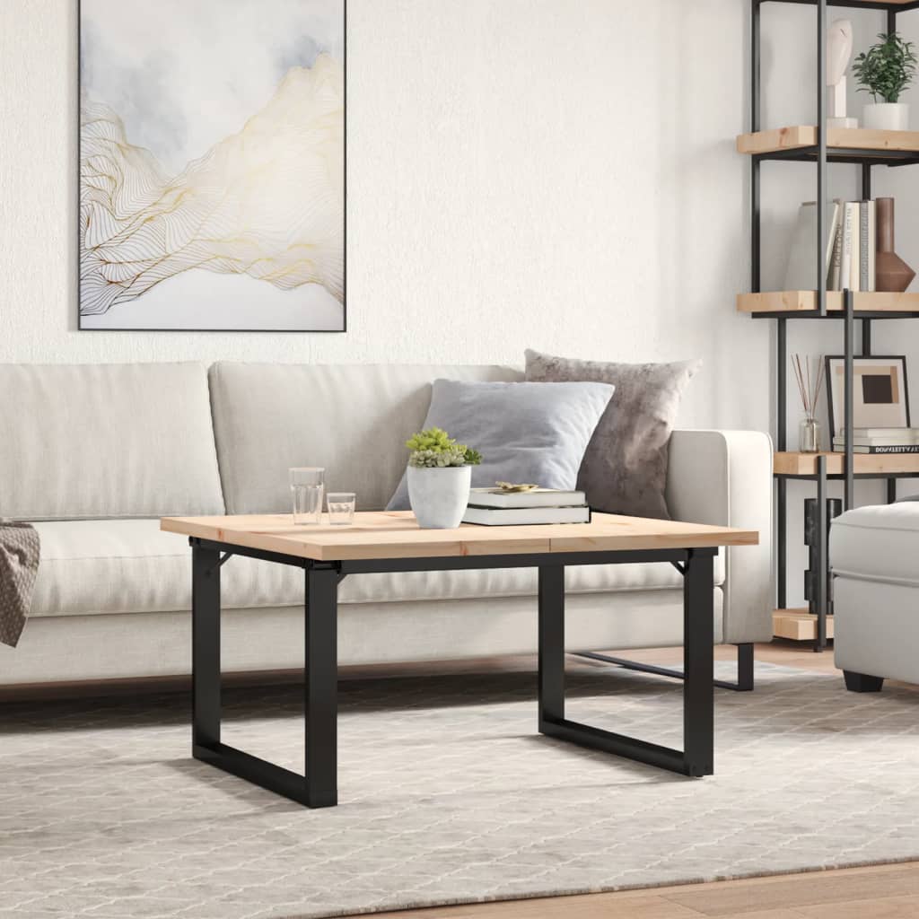 Salongbord Sofabord DIV. O-ramme 90x90x45,5 cm heltre furu og støpejern