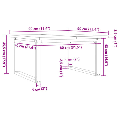 Salongbord Sofabord DIV. O-ramme 90x90x45,5 cm heltre furu og støpejern
