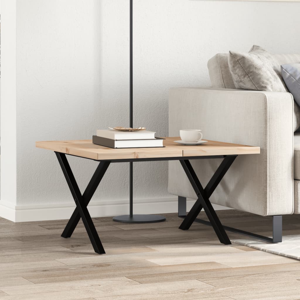 Salongbord Sofabord DIV. X-ramme 60x60x40,5 cm heltre furu og støpejern