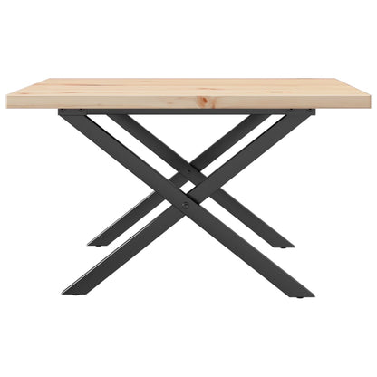 Salongbord Sofabord DIV. X-ramme 60x60x40,5 cm heltre furu og støpejern