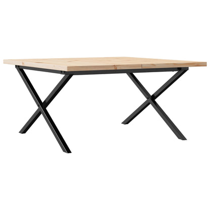 Salongbord Sofabord DIV. X-ramme 80x80x45,5 cm heltre furu og støpejern