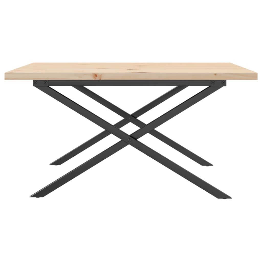 Salongbord Sofabord DIV. X-ramme 80x80x45,5 cm heltre furu og støpejern