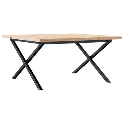 Salongbord Sofabord DIV. X-ramme 80x80x45,5 cm heltre furu og støpejern