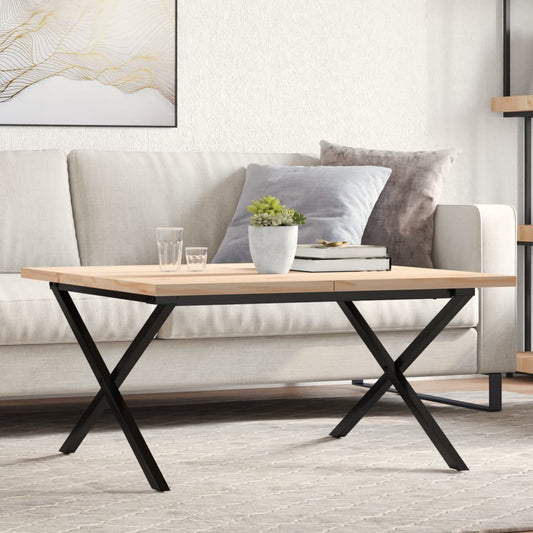 Salongbord Sofabord DIV. X-ramme 80x80x45,5 cm heltre furu og støpejern
