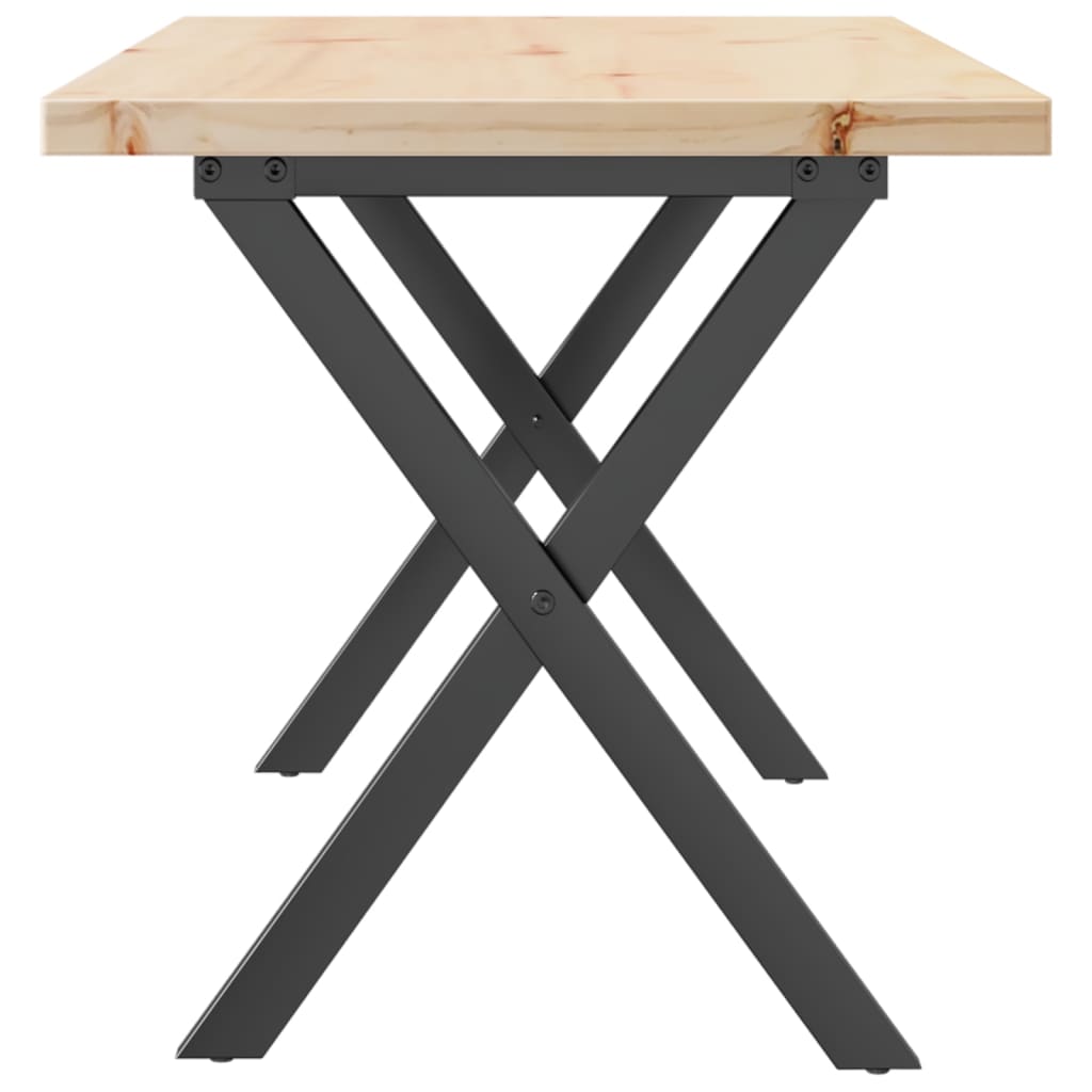 Salongbord Sofabord DIV. X-ramme 90x40x45,5 cm heltre furu og støpejern