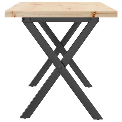 Salongbord Sofabord DIV. X-ramme 90x40x45,5 cm heltre furu og støpejern
