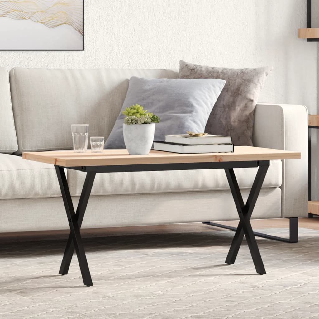 Salongbord Sofabord DIV. X-ramme 90x40x45,5 cm heltre furu og støpejern