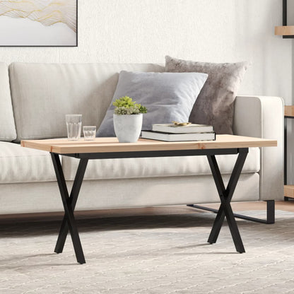Salongbord Sofabord DIV. X-ramme 90x40x45,5 cm heltre furu og støpejern