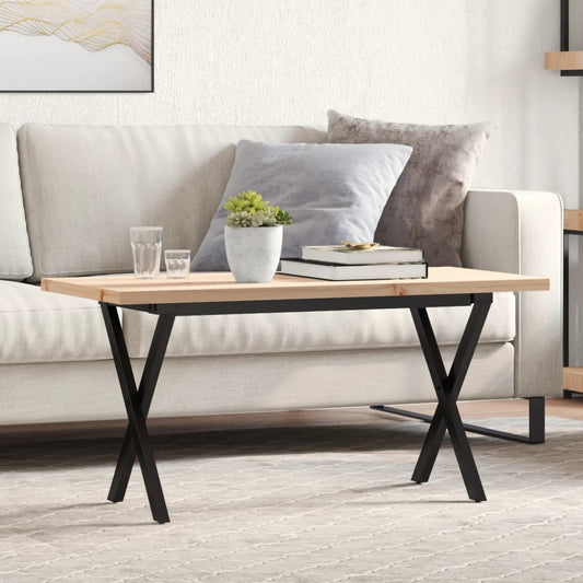 Salongbord Sofabord DIV. X-ramme 90x40x45,5 cm heltre furu og støpejern