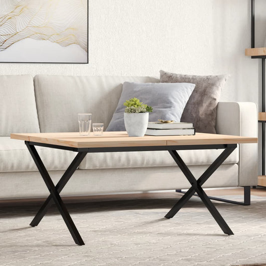 Salongbord Sofabord DIV. X-ramme 90x90x45,5 cm heltre furu og støpejern