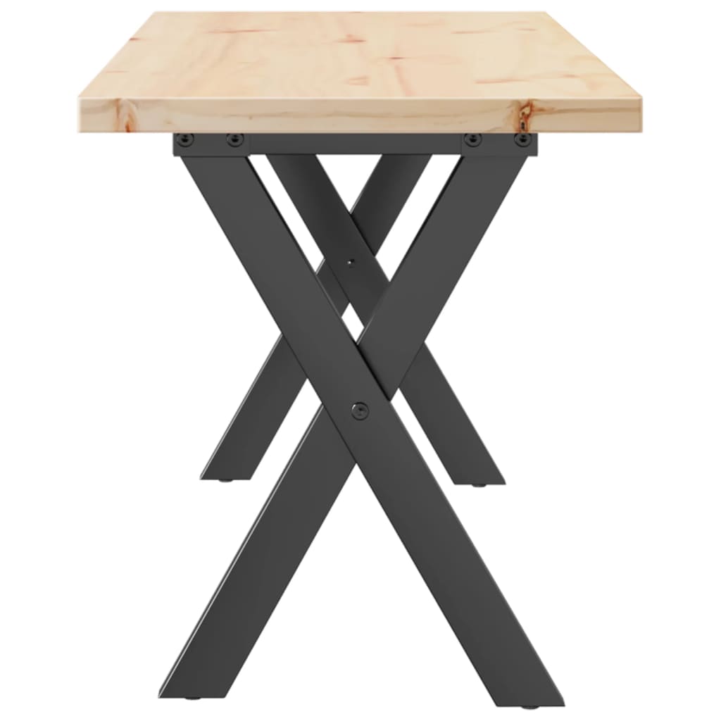 Salongbord Sofabord DIV. X-ramme 110x40x45,5 cm heltre furu og støpejern