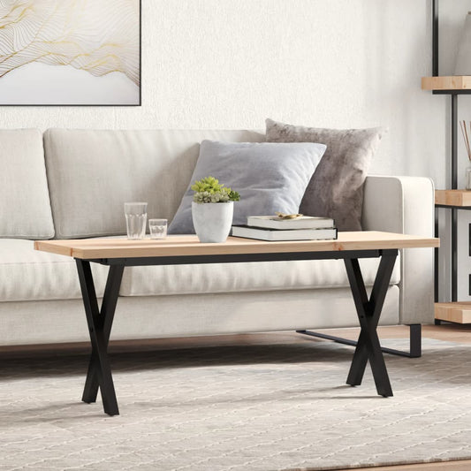 Salongbord Sofabord DIV. X-ramme 110x40x45,5 cm heltre furu og støpejern