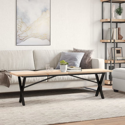 Salongbord Sofabord DIV. X-ramme 160x40x45,5 cm heltre furu og støpejern