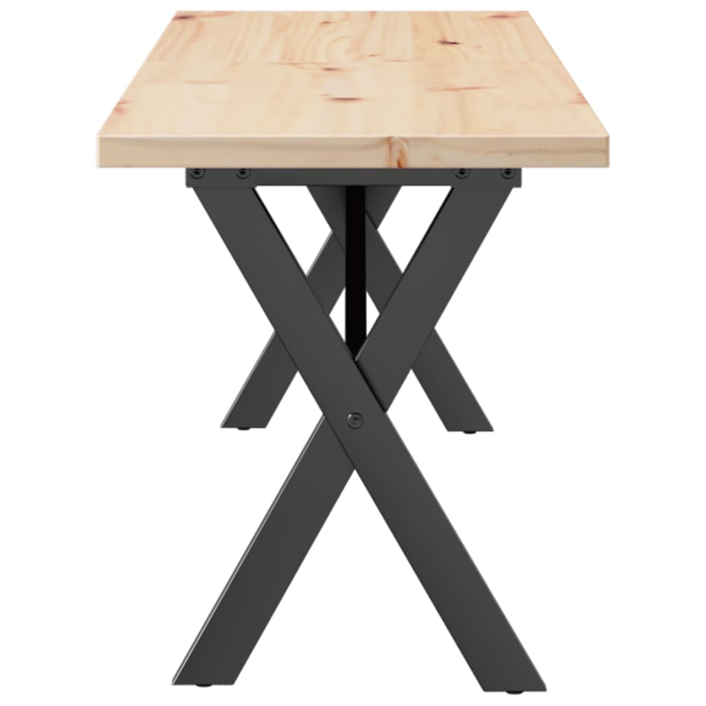 Salongbord Sofabord DIV. X-ramme 160x40x45,5 cm heltre furu og støpejern