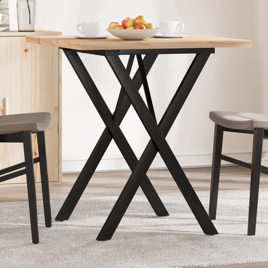 Spisebord Kjøkkenbord X-ramme 70x70x75,5 cm heltre furu og støpejern