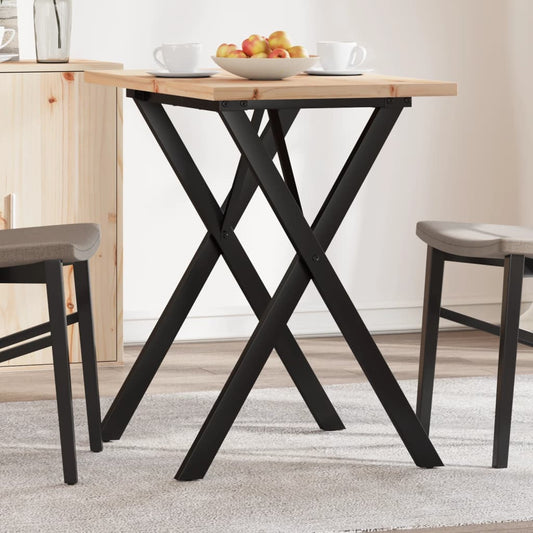 Spisebord Kjøkkenbord X-ramme 80x50x75,5 cm heltre furu og støpejern