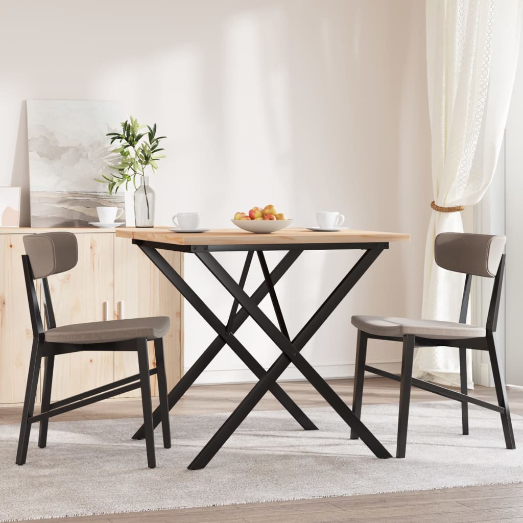 Spisebord Kjøkkenbord X-ramme 90x90x75,5 cm heltre furu og støpejern
