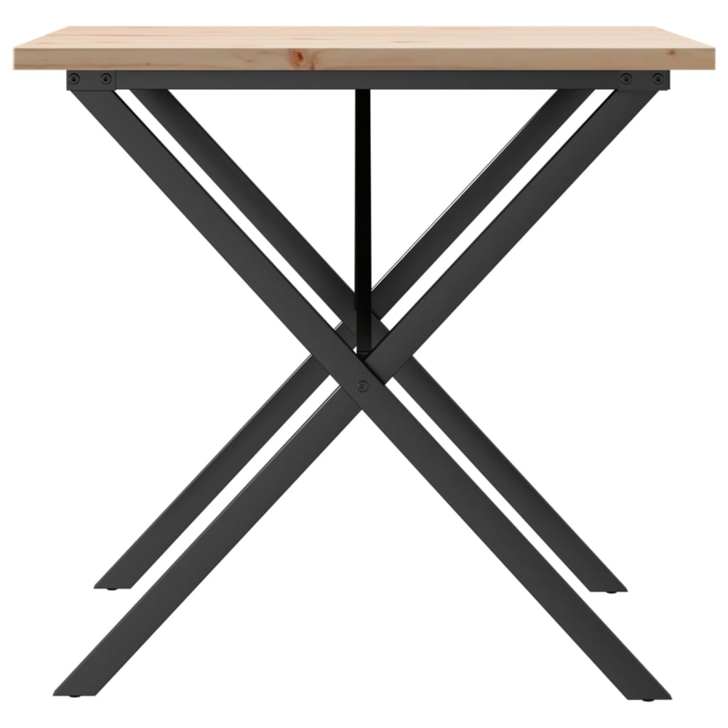 Spisebord Kjøkkenbord X-ramme 90x90x75,5 cm heltre furu og støpejern