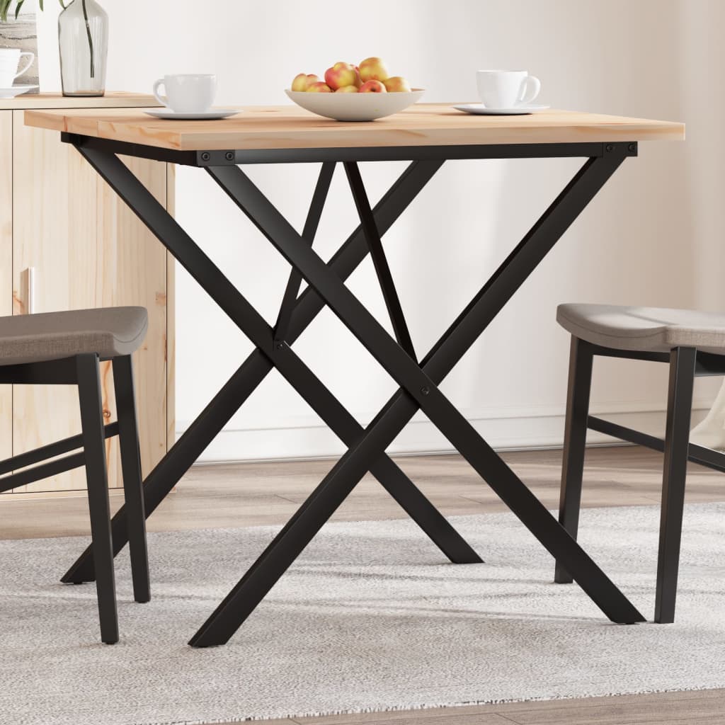 Spisebord Kjøkkenbord X-ramme 90x90x75,5 cm heltre furu og støpejern