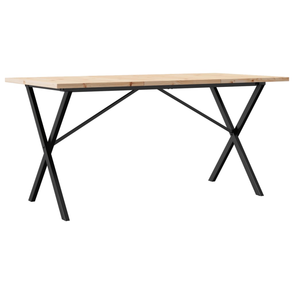 Spisebord Kjøkkenbord X-ramme 140x80x75,5 cm heltre furu og støpejern