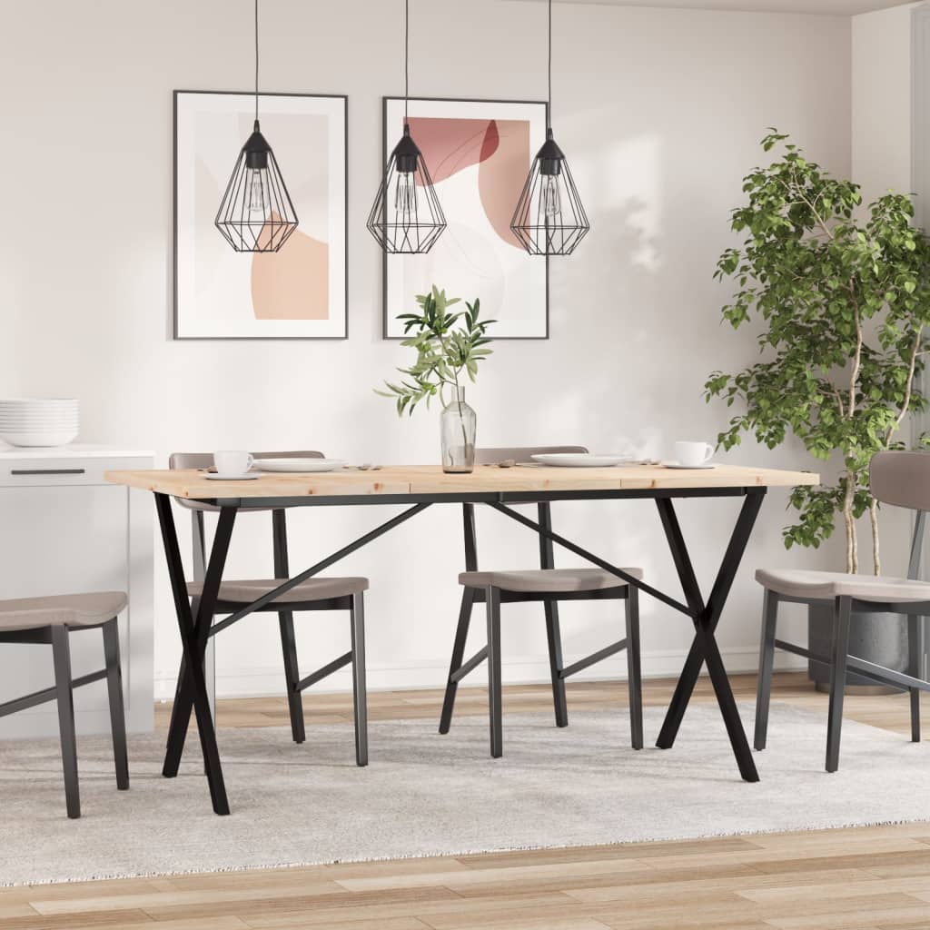 Spisebord Kjøkkenbord X-ramme 140x80x75,5 cm heltre furu og støpejern