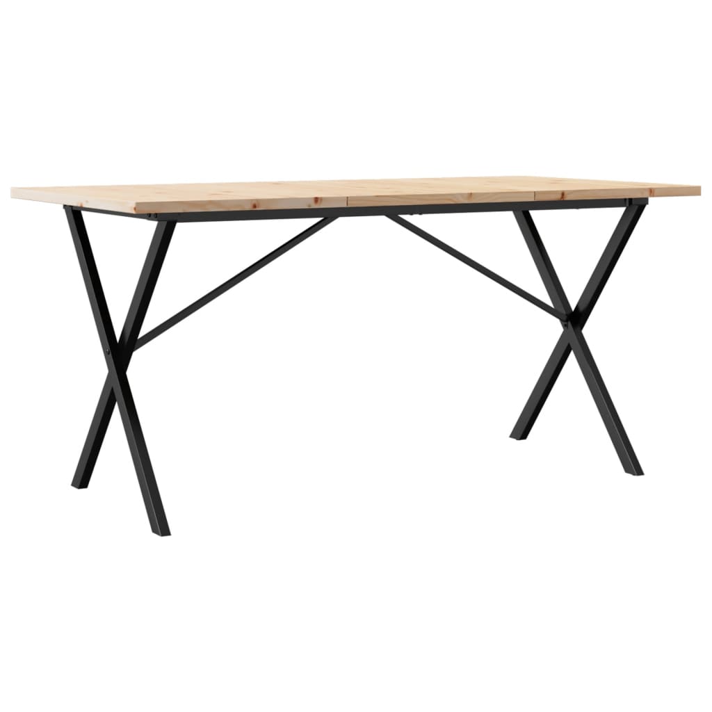 Spisebord Kjøkkenbord X-ramme 140x80x75,5 cm heltre furu og støpejern