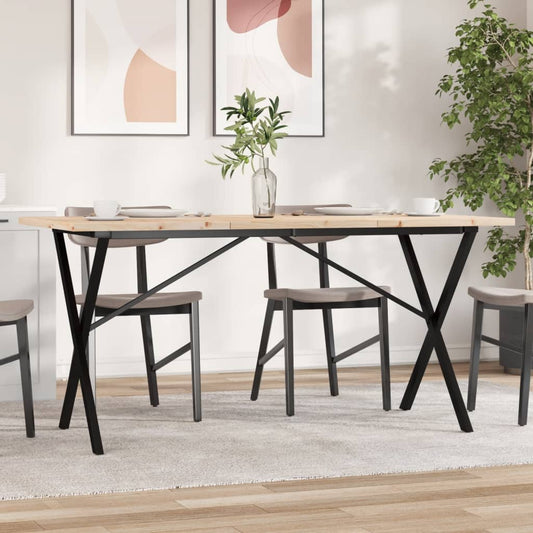 Spisebord Kjøkkenbord X-ramme 140x80x75,5 cm heltre furu og støpejern