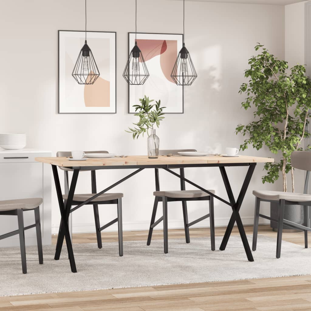 Spisebord Kjøkkenbord X-ramme 160x80x75,5 cm heltre furu og støpejern