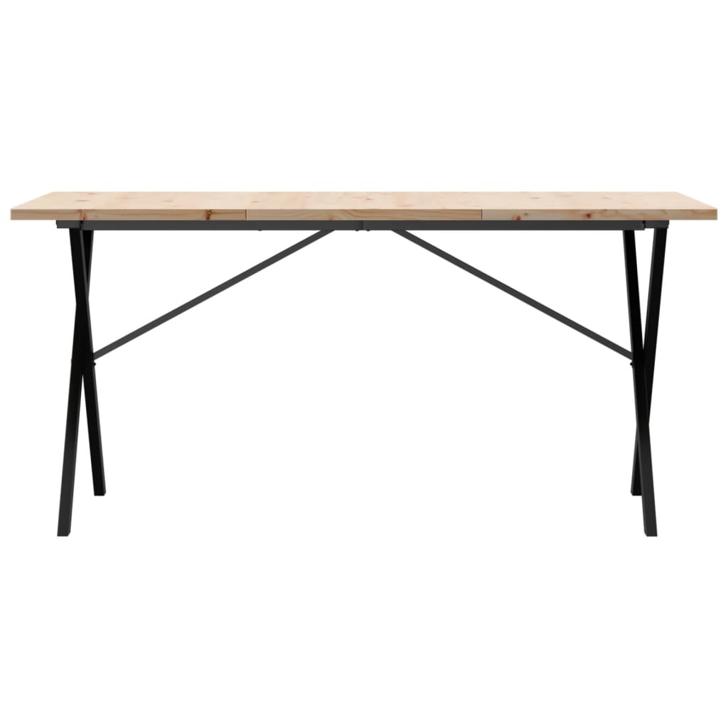 Spisebord Kjøkkenbord X-ramme 160x80x75,5 cm heltre furu og støpejern