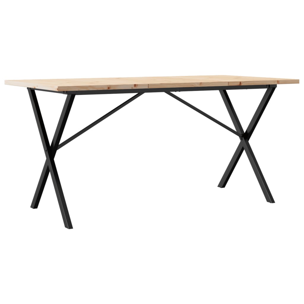 Spisebord Kjøkkenbord X-ramme 160x80x75,5 cm heltre furu og støpejern
